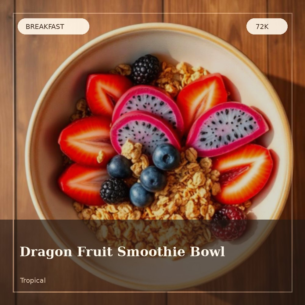 Dragon fruit smoothie bowl with fruit topping